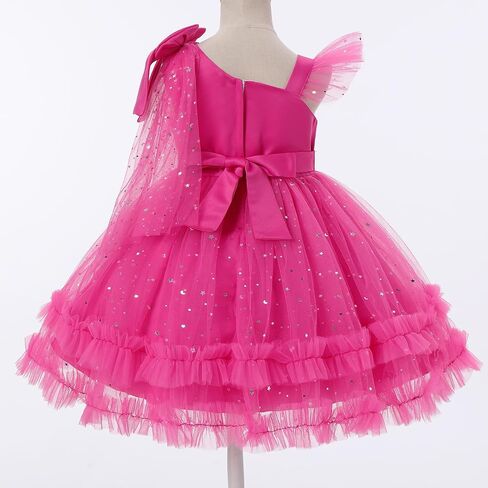 Idopip Toddler Baby Girls Sequin Heart Tutu Dress Pageant Wedding Flower Girl Dresses Princess Party Bowknot Dons in Kuwait