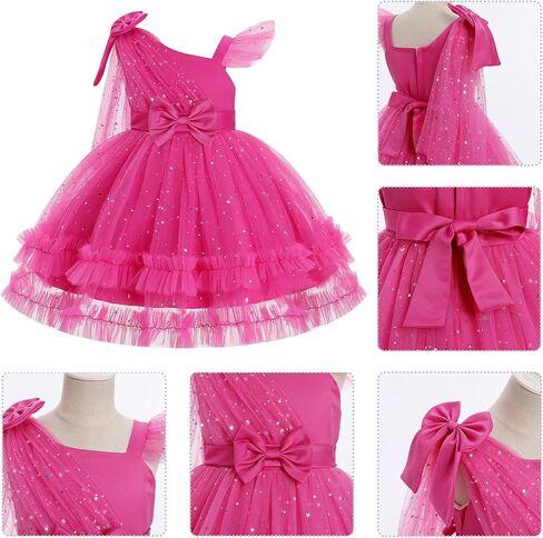 Idopip Toddler Baby Girls Sequin Heart Tutu Dress Pageant Wedding Flower Girl Dresses Princess Party Bowknot Dons in Kuwait
