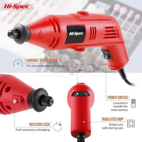 مجموعة أدوات Rotary Hi-spec تعيين 170W 1.4A مع إكسسوارات بتات متوافقة مع 121 قطعة. الحفر ، قطع ، تقليم ، طحن ورمال في إصلاحات DIY ، الهوايات والحرفية in Kuwait