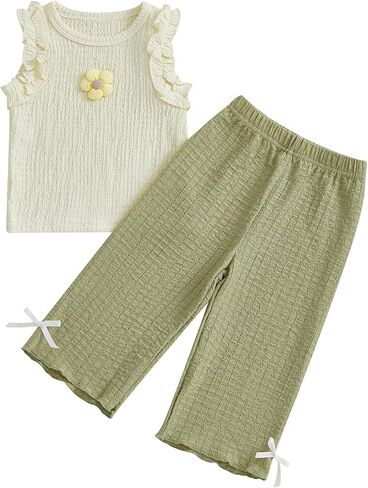 VISGOGO Baby Girl Outfits Toddler Girls Summer Clothes Tank Top and Pants Set 6 12 18 24 Months 2t 3t in Saudi Arabia
