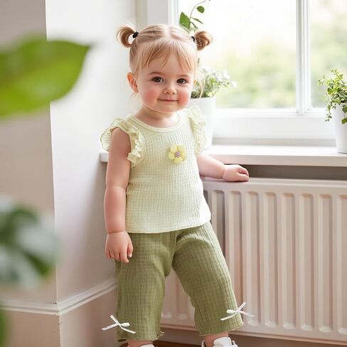 VISGOGO Baby Girl Outfits Toddler Girls Summer Clothes Tank Top and Pants Set 6 12 18 24 Months 2t 3t in Saudi Arabia