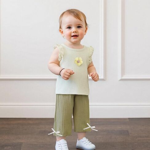 VISGOGO Baby Girl Outfits Toddler Girls Summer Clothes Tank Top and Pants Set 6 12 18 24 Months 2t 3t in Saudi Arabia
