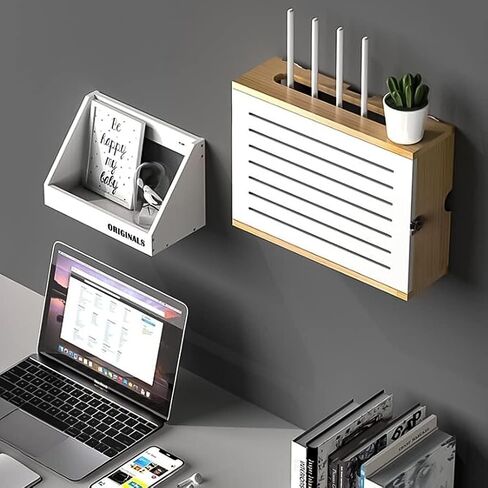 Wall-Mounted WiFi Router Shelf, Adjustable Floating Storage Bracket for Home Office, Cable Management Box in Saudi Arabia