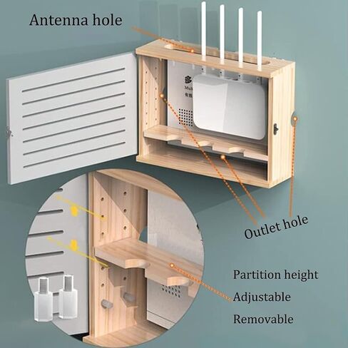 Wall-Mounted WiFi Router Shelf, Adjustable Floating Storage Bracket for Home Office, Cable Management Box in Saudi Arabia