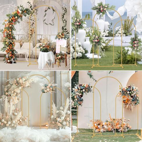 Metal Arch Backdrop Stand Set of 3(6 ft, 5 ft, 4 ft) Party Arch Stands for Valentines Day, Wedding, Birthday, Baby Shower, Bridal Shower,Balloon Arched Frame for Garden Decor, Gold Floral Arches in Saudi Arabia