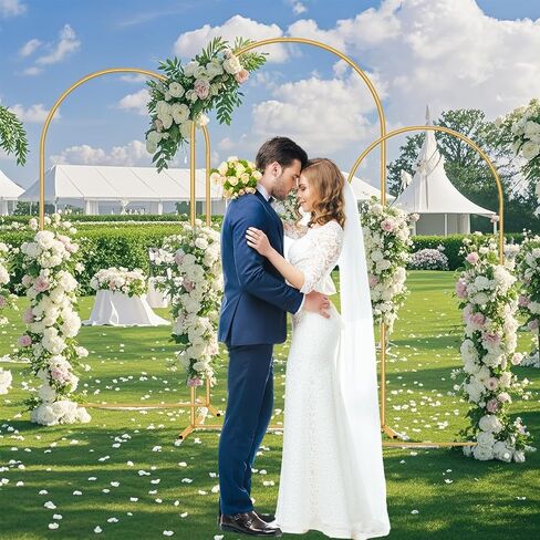 Metal Arch Backdrop Stand Set of 3(6 ft, 5 ft, 4 ft) Party Arch Stands for Valentines Day, Wedding, Birthday, Baby Shower, Bridal Shower,Balloon Arched Frame for Garden Decor, Gold Floral Arches in Saudi Arabia