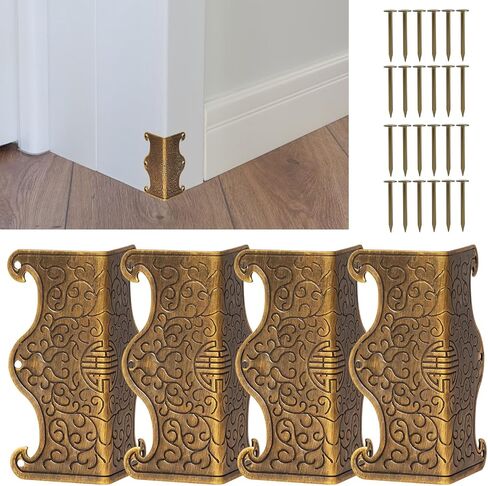 4 PCS Baseboard Corner Watershors ، حماة زاوية تجزئة المعادن العتيقة لصناديق الملفات ، أرفف الكتب ، الحالات الخشبية ، حالات جوهرة الزخرفة (البرونزية) in Kuwait