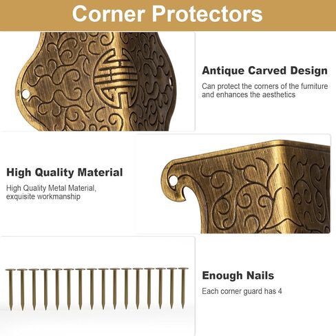 4 PCS Baseboard Corner Watershors ، حماة زاوية تجزئة المعادن العتيقة لصناديق الملفات ، أرفف الكتب ، الحالات الخشبية ، حالات جوهرة الزخرفة (البرونزية) in Kuwait
