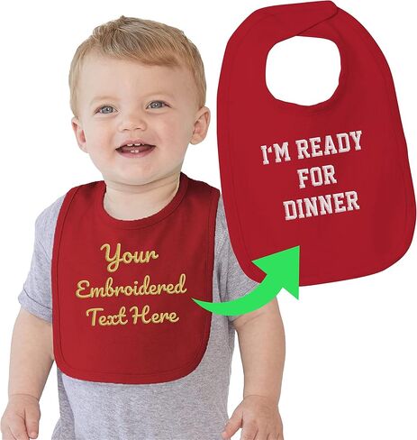 Personalized Baby Bib with Embroidered Text - Custom Cotton Bibs - Baby Girl & Boy in Saudi Arabia