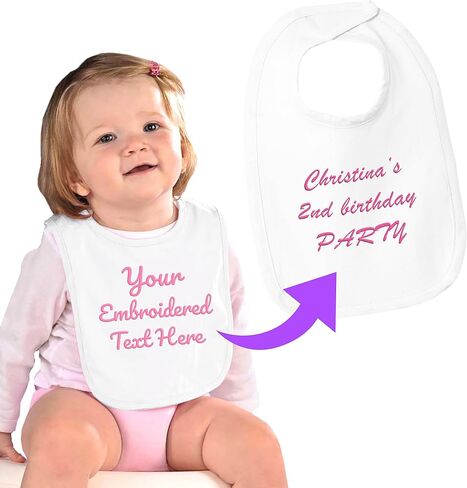 Personalized Baby Bib with Embroidered Text - Custom Cotton Bibs - Baby Girl & Boy in Saudi Arabia