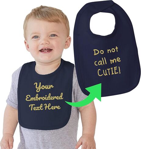 Personalized Baby Bib with Embroidered Text - Custom Cotton Bibs - Baby Girl & Boy in Saudi Arabia