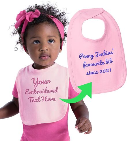 Personalized Baby Bib with Embroidered Text - Custom Cotton Bibs - Baby Girl & Boy in Saudi Arabia