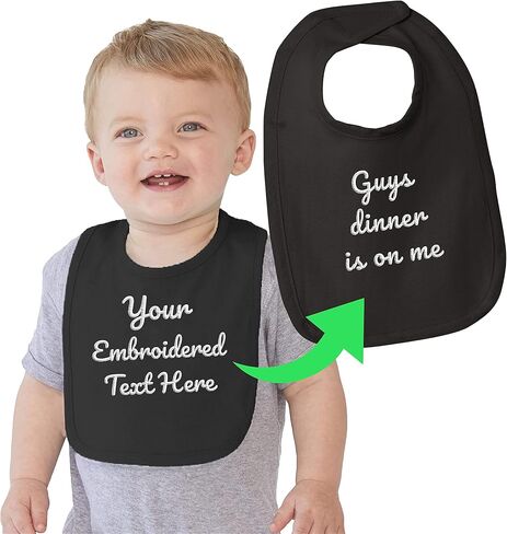 Personalized Baby Bib with Embroidered Text - Custom Cotton Bibs - Baby Girl & Boy in Saudi Arabia