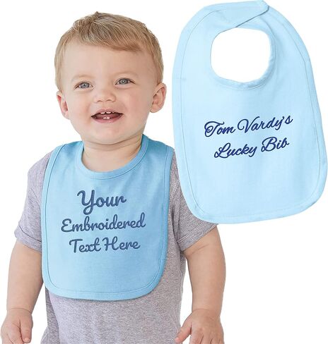 Personalized Baby Bib with Embroidered Text - Custom Cotton Bibs - Baby Girl & Boy in Saudi Arabia