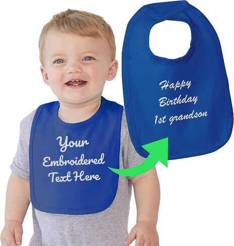 Personalized Baby Bib with Embroidered Text - Custom Cotton Bibs - Baby Girl & Boy in Saudi Arabia