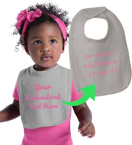Personalized Baby Bib with Embroidered Text - Custom Cotton Bibs - Baby Girl & Boy in Saudi Arabia
