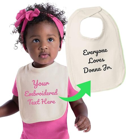 Personalized Baby Bib with Embroidered Text - Custom Cotton Bibs - Baby Girl & Boy in Saudi Arabia