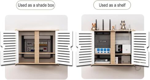 Fuse Box Cover Cabinet, Wooden Wireless Router Storage Boxes,Wall-Mounted Router Fences Cable Wire Bracket Wall Plug Board Shelf -Double Door(42 * 10 * 33cm) in Saudi Arabia