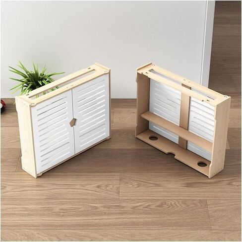 Fuse Box Cover Cabinet, Wooden Wireless Router Storage Boxes,Wall-Mounted Router Fences Cable Wire Bracket Wall Plug Board Shelf -Double Door(42 * 10 * 33cm) in Saudi Arabia