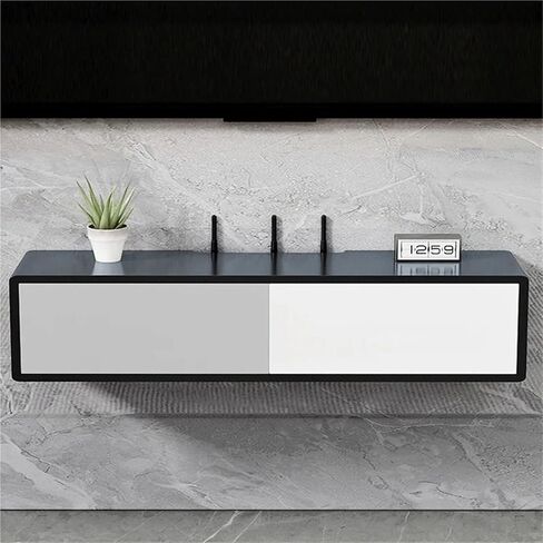Wall Mounted Router Organizer Solid Wood Router Storage Box, Wall Wall-Mounted, Non-Perforated Wire Socket, Cover Ugly WiFi TV Cabinet Hidden Wire(White) in Saudi Arabia