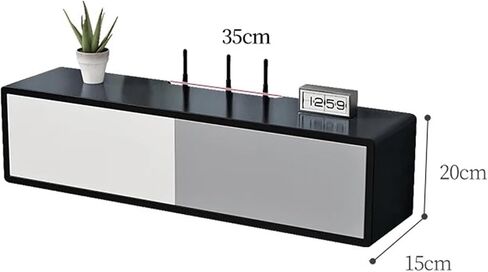 Wall Mounted Router Organizer Solid Wood Router Storage Box, Wall Wall-Mounted, Non-Perforated Wire Socket, Cover Ugly WiFi TV Cabinet Hidden Wire(White) in Saudi Arabia