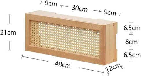 Wall Mounted Router Organizer Wall Storage Box Solid Wood Rattan Woven Electrical Wire Case Multifunctional Router Box Magnetic Suction Design Organizing Rack(L) in Kuwait