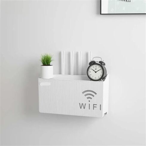 Wall Mounted Router Organizer 2 Pcs Home Router Storage Box, Wireless WiFi, TV Set-Top Box Wall Mounted Storage Rack, for Living Room Bedroom Sorting Storage(White) in Kuwait