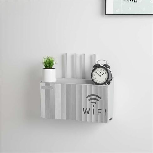 Wall Mounted Router Organizer 2 Pcs Home Router Storage Box, Wireless WiFi, TV Set-Top Box Wall Mounted Storage Rack, for Living Room Bedroom Sorting Storage(White) in Kuwait