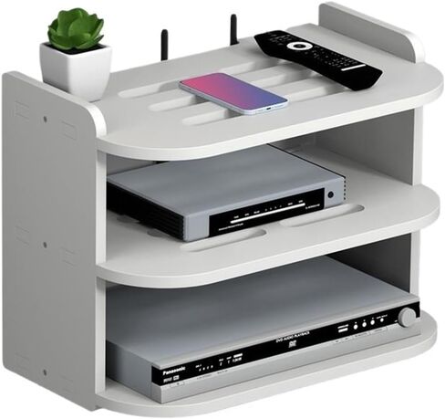 Wall Mounted Router Organizer Floating Shelves WiFi Router Hanging Layer Cable Bracket Wall Mount Storage Organizer(Three Layers 30cm) in Kuwait