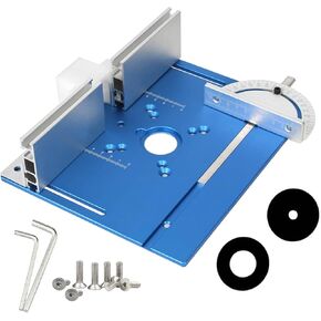 Aluminium Router Table Insert Plate,Woodworking Benches 9.4x7.9x0.2 Inch Router Flip Plate with Miter Gauge Guide Aluminium Fence Sliding Brackets(Blue),MG-051BL