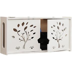 منظم جهاز التوجيه المثبت على الحائط اللاسلكي WiFi Router Rack Rack Rack Box Wood Plastic Board Board Cable Power Bracket Wall Holder (Doube Door White)