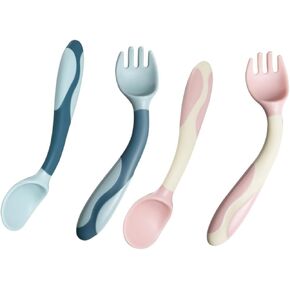 2Sets Forks and Spoons for Self Feeding Flexible Utensils for Comfortable Grip Easy to Hold for Young