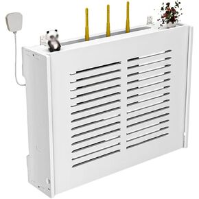 Floating Wall Mounted Shelf with WiFi Router Storage Box and Cable Management Bracket – Ideal for Organizing and Maximizing Space with Plug Board Storage Solutions.
