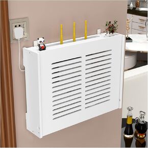 WiFi Storage Box - Wall-Mounted Wireless Router and Modem Storage Cabinet with Blinds Decoration for Living Room