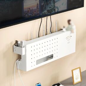 WiFi Box Hider - Wall Mounted Metal Router Storage Box Shelf, Floating Modem Cover for Home and Office, Ideal Cable Management Solution for Living Room and Workspaces