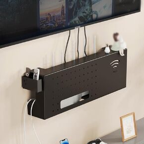 WiFi Box Hider - رف صندوق تخزين الجدار المعدني المثبت على الحائط ، غطاء المودم العائم للمنزل والمكتب ، حل مثالي لإدارة الكابلات لغرفة المعيشة ومساحات العمل in Kuwait