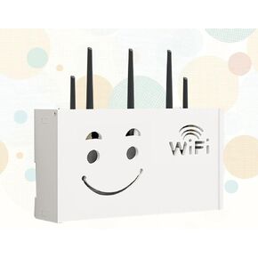 WiFi Shelf Wall Mounted Wall Mounted WiFi Storage Box Wireless Router Storage Box Wooden Wall Storage Box,-38x20x8.5cm(White,38x20x8.5cm)