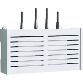 Wireless Router Storage Box Organizer Wall Mounted WiFi Shelf for Wires Routers TV Boxes - Cable Management Solution