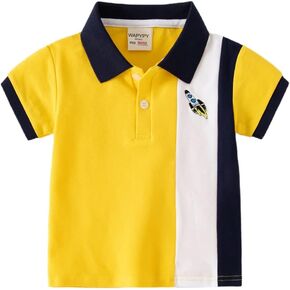 Baby Boys Toddler Short Sleeve Pique Polo Shirt Fashion Uniform Kids Summer Casual Colorblock Sport Tee Tops