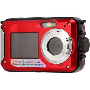Full HD 2.7K 48MP 10ft Waterproof Underwater Digital Camera with 16X Digital Zoom Front and Rear Double Screens Ideal for Photography and Adventure Use in Yellow