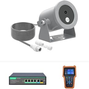 LINOVISION 4K Ultra HD Underwater Camera with Anti-Corrosion Coating, POE Camera with Intuitive Web GUI and Mobile APP, Comes with 4 Port POE Switch and Handheld Terminal (30 Meters Underwater Cable)