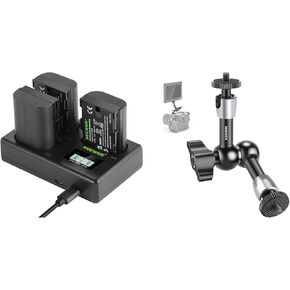 Neewer LP-E6NH بديل بطارية ومجموعة شاحن USB ، حزمة من 3 ، 2250 مللي أمبير في الساعة للبطارية LP-E6NH وشاحن USB الفتحة الثلاثية ، 5.9 "/15 سم القابلة للتعديل الذراع السحرية
