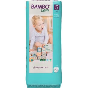 Bambo Nature Hypoallergenic Baby Diapers, Eco-Labeled Diapers, Enhanced Leakage Protection, Totally Chlorine-Free, Skin Friendly, and Super Absorbent - Size 5 (44 Count)