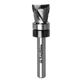Top and Bottom Bearing Flush Trim Router Bit 1/2 Shank, 3/4" Cutting Diameter, 2" Cutting Length, Spiral Up&Downcut Compression Solid Carbide Pattern Bit for Wood Trimming