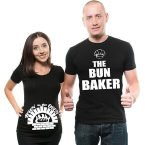 Bun Baker Couple Maternity Tee Shirt Bun in The Oven Dad and mom Maternity Couple New Baby Shower Shirts Pregnancy T-Shirt