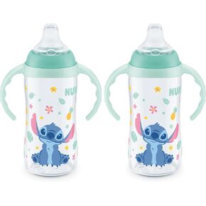 NUK Learner Cup, 10 Oz, Pack of 2, Disney's Stitch – Soft Spout, Easy-Grip Handles, BPA Free, Spill Proof Transition Sippy Cup