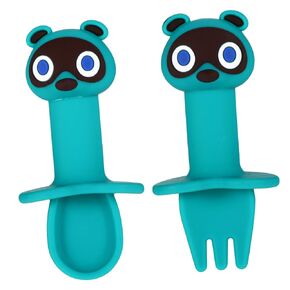 YARNOW 2Pcs Fork Spoon Set Adorable Cartoon Design Safe Comfortable Grip for Dining Tool