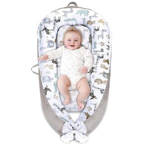 Baby Nest for Baby 0-12m ، غطاء مرتبة Cover Bassinet ، غطاء مقعد ناعم قابل للتعديل للفتيات والفتيان (الحيوانات البرتقالية)