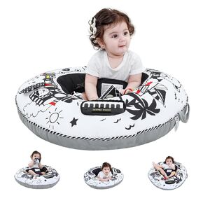 Lovvie & Joy 3-in-1 Baby Seat & Tummy Time & Play Activity Center Ring,Soft Infant Seats for Sitting Up Chair 0-12 Months Babies with Toys for Early Sensory Exploration and Motor Skill Development