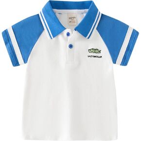 Kids Classic Fit Polo Shirt Toddler Cute Dinosaur Short Sleeve T-Shirt Infant Baby Collar Button Down School Uniform Shirt
